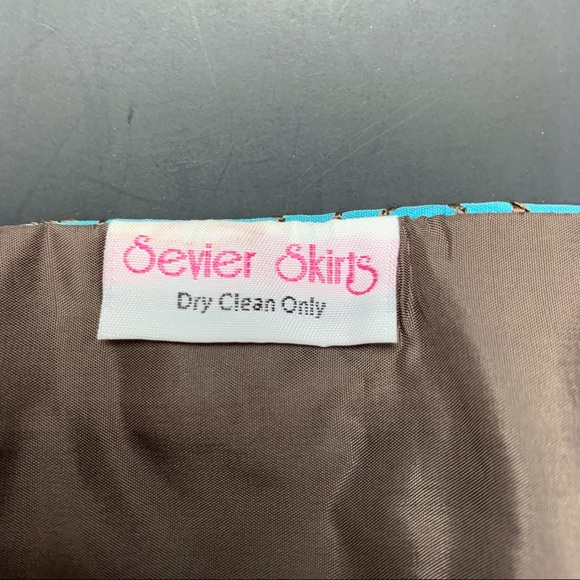 Sevier Skirts custom skirt, aqua and brown swirls with cutouts - Picture 8 of 8